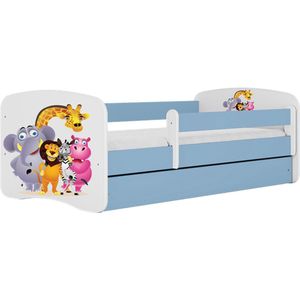 Kocot Kids - Bed babydreams blauw dierentuin zonder lade met matras 140/70 - Kinderbed - Blauw