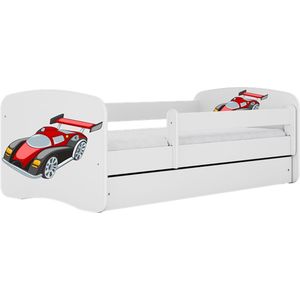 Kocot Kids - Bed babydreams wit raceauto zonder lade met matras 140/70 - Kinderbed - Wit