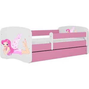 Kocot Kids - Bed babydreams roze fee met vleugels met lade met matras 140/70 - Kinderbed - Roze