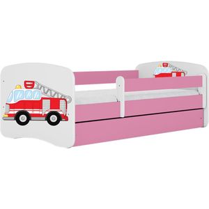Kocot Kids - Bed babydreams roze brandweer met lade zonder matras 140/70 - Kinderbed - Roze