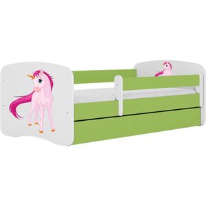 Kocot Kids - Bed babydreams groen eenhoorn zonder lade met matras 140/70 - Kinderbed - Groen