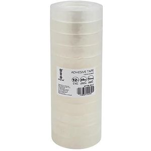 memobe Amex Plakband, transparante multifunctionele tape, voor school, kantoor, werk, kleeffolie, duurzaam, heldere Tesafilm met acryllijm, multifunctionele plakrollen, 12 mm x 30 m, 12 stuks