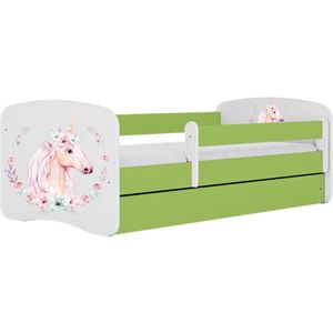 Kocot Kids - Bed babydreams groen paard zonder lade met matras 140/70 - Kinderbed - Groen
