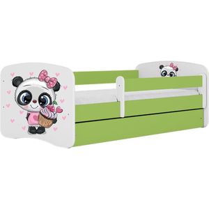 Kocot Kids - Bed babydreams groen panda met lade met matras 180/80 - Kinderbed - Groen