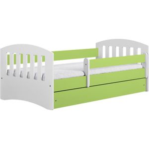 Kocot Kids - Bed classic 1 groen met lade met matras 180/80 - Kinderbed - Groen