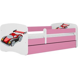 Kocot Kids - Bed babydreams roze raceauto met lade met matras 180/80 - Kinderbed - Roze