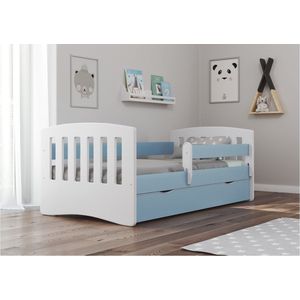 Kocot Kids - Bed classic 1 blauw met lade met matras 140/80 - Kinderbed - Blauw