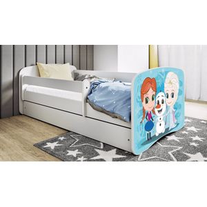 Kocot Kids - Bed babydreams wit Frozen met lade met matras 140/70 - Kinderbed - Roze