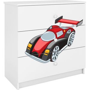 Kocot Kids - Ladekast Babydreams wit raceauto - Halfhoge kast - Wit