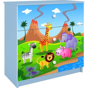 Kocot Kids - Ladekast babydreams blauw safari - Halfhoge kast - Blauw