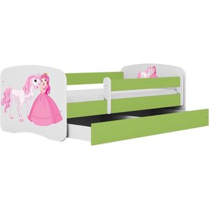 Kocot Kids - Bed babydreams groen prinses paard met lade met matras 180/80 - Kinderbed - Groen