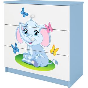 Kocot Kids - Ladekast Babydreams blauw baby olifant - Halfhoge kast - Blauw