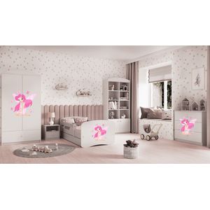 Kocot Kids - Bed babydreams wit fee met vlinders met lade met matras 180/80 - Kinderbed - Wit