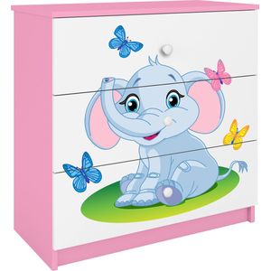 Kocot Kids - Ladekast babydreams roze babyolifant - Halfhoge kast - Roze