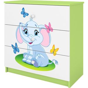 Kocot Kids - Ladekast Babydreams groen baby olifant - Halfhoge kast - Groen