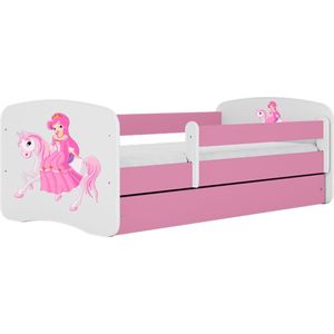 Kocot Kids - Bed babydreams roze prinses op paard met lade met matras 140/70 - Kinderbed - Roze