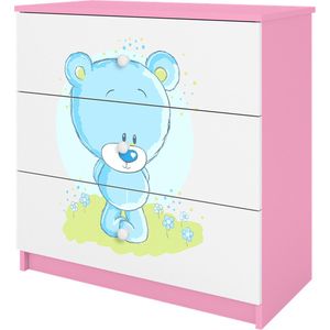 Kocot Kids - Ladekast babydreams roze roze teddybeer - Halfhoge kast - Roze