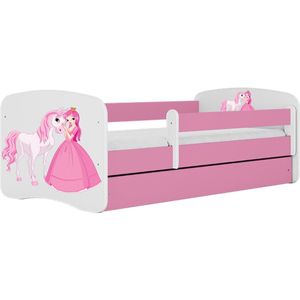 Kocot Kids - Bed babydreams roze prinses paard met lade met matras 140/70 - Kinderbed - Roze