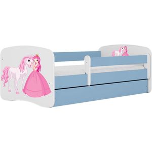 Kocot Kids - Bed babydreams blauw prinses paard met lade met matras 180/80 - Kinderbed - Blauw