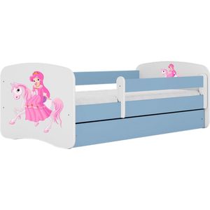 Kocot Kids - Bed babydreams blauw prinses op paard met lade met matras 180/80 - Kinderbed - Blauw