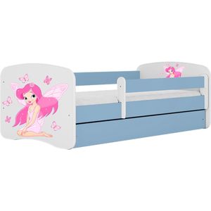 Kocot Kids - Bed babydreams blauw fee met vlinders met lade met matras 140/70 - Kinderbed - Blauw