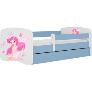 Kocot Kids - Bed babydreams blauw fee met vlinders met lade met matras 160/80 - Kinderbed - Blauw