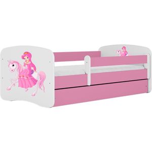 Kocot Kids - Bed babydreams roze prinses op paard met lade met matras 160/80 - Kinderbed - Roze