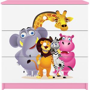 Kocot Kids - Ladekast babydreams roze dierentuin - Halfhoge kast - Roze