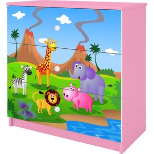 Kocot Kids - Ladekast babydreams roze safari - Halfhoge kast - Roze