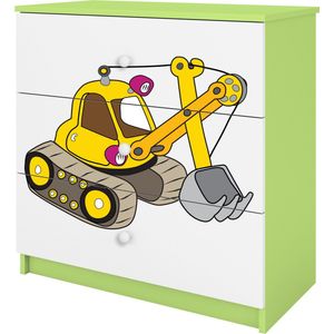 Kocot Kids - Ladekast Babydreams groen graafmachine - Halfhoge kast - Groen