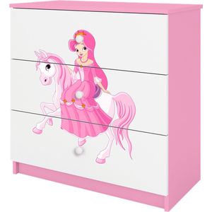 Kocot Kids - Ladekast babydreams roze prinses op paard - Halfhoge kast - Roze