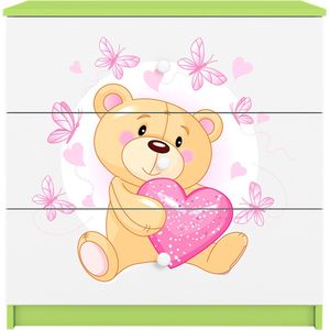 Kocot Kids - Ladekast babydreams groen teddybeer bloemen - Halfhoge kast - Groen