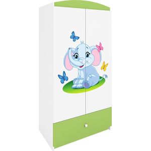 Kocot Kids - Kledingkast babydreams groen baby olifant - Halfhoge kast - Groen