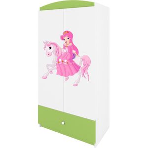 Kocot Kids - Kledingkast babydreams groen prinses op paard - Halfhoge kast