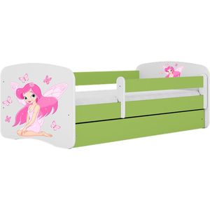 Kocot Kids - Bed babydreams groen fee met vlinders zonder lade met matras 180/80 - Kinderbed - Groen