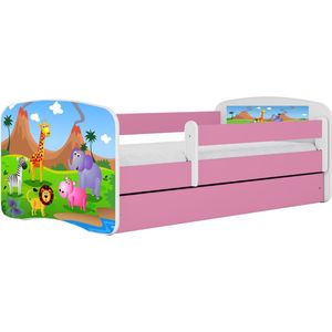 Kocot Kids - Bed babydreams roze safari met lade zonder matras 160/80 - Kinderbed - Roze