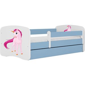 Kocot Kids - Bed babydreams blauw eenhoorn zonder lade zonder matras 140/70 - Kinderbed - Blauw
