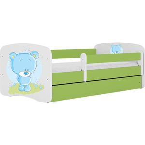 Kocot Kids - Bed babydreams groen blauw teddybeer met lade zonder matras 140/70 - Kinderbed - Groen