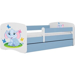 Kocot Kids - Bed babydreams blauw babyolifant met lade zonder matras 140/70 - Kinderbed - Blauw