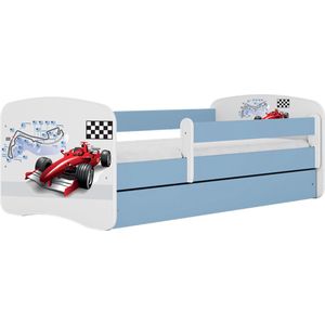 Kocot Kids - Bed babydreams blauw Formule 1 met lade zonder matras 180/80 - Kinderbed - Blauw