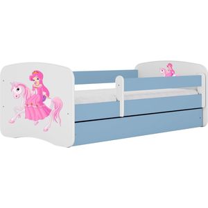 Kocot Kids - Bed babydreams blauw prinses op paard met lade zonder matras 160/80 - Kinderbed - Blauw