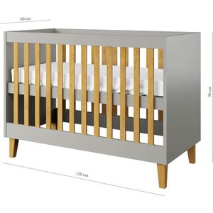 Kocot Kids - Babybed kubi grijs zonder lade zonder matras 124/66 - Kinderbed - Grijs
