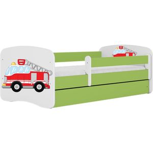 Kocot Kids - Bed babydreams groen brandweer met lade met matras 160/80 - Kinderbed - Groen