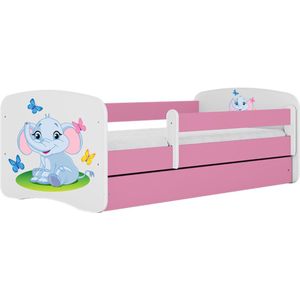 Kocot Kids - Bed babydreams roze babyolifant zonder lade met matras 180/80 - Kinderbed - Roze