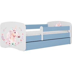 Kocot Kids - Bed babydreams blauw paard zonder lade zonder matras 140/70 - Kinderbed - Blauw