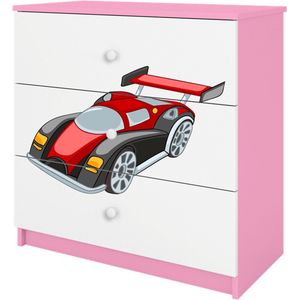 Kocot Kids - Ladekast Babydreams roze raceauto - Halfhoge kast - Roze