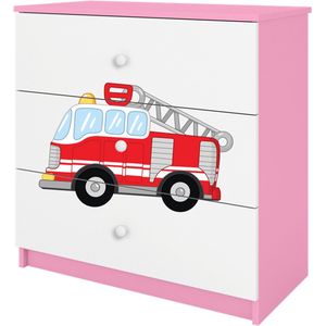 Kocot Kids - Ladekast Babydreams roze brandweer - Halfhoge kast - Roze