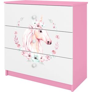 Kocot Kids - Ladekast babydreams roze paard - Halfhoge kast - Roze