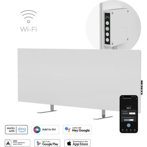 AENO GH3S slimme infrarood verwarmingspaneel - LED-scherm - Red Dot winnaar 2023 voor design en verwarmingstechnologie - Bluetooth - WIFI - 700 Watt - Elektrische kachel - Verwarmingsplaat - Infrarood + convectie - Wit