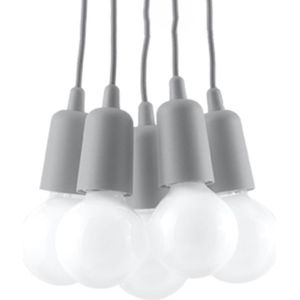 SOLLUX Hanglamp DIEGO Uniek Design zonder lampenkap Minimalistische verlichting LED-lamp voor 5 lampen Grijs